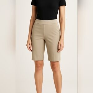 Pantology Beige Pull-On‎ Bermuda Shorts Size 12 Stretch Comfort Fit